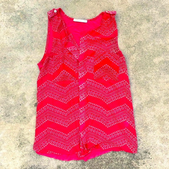 Sleeveless Coral Pink Top w/Sheer Layered Front, Size S - Picture 8 of 16